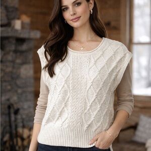 Rachel Zoe Ivory Cable Knit Sweater Vest Women’s XS | Fisherman Anglercore